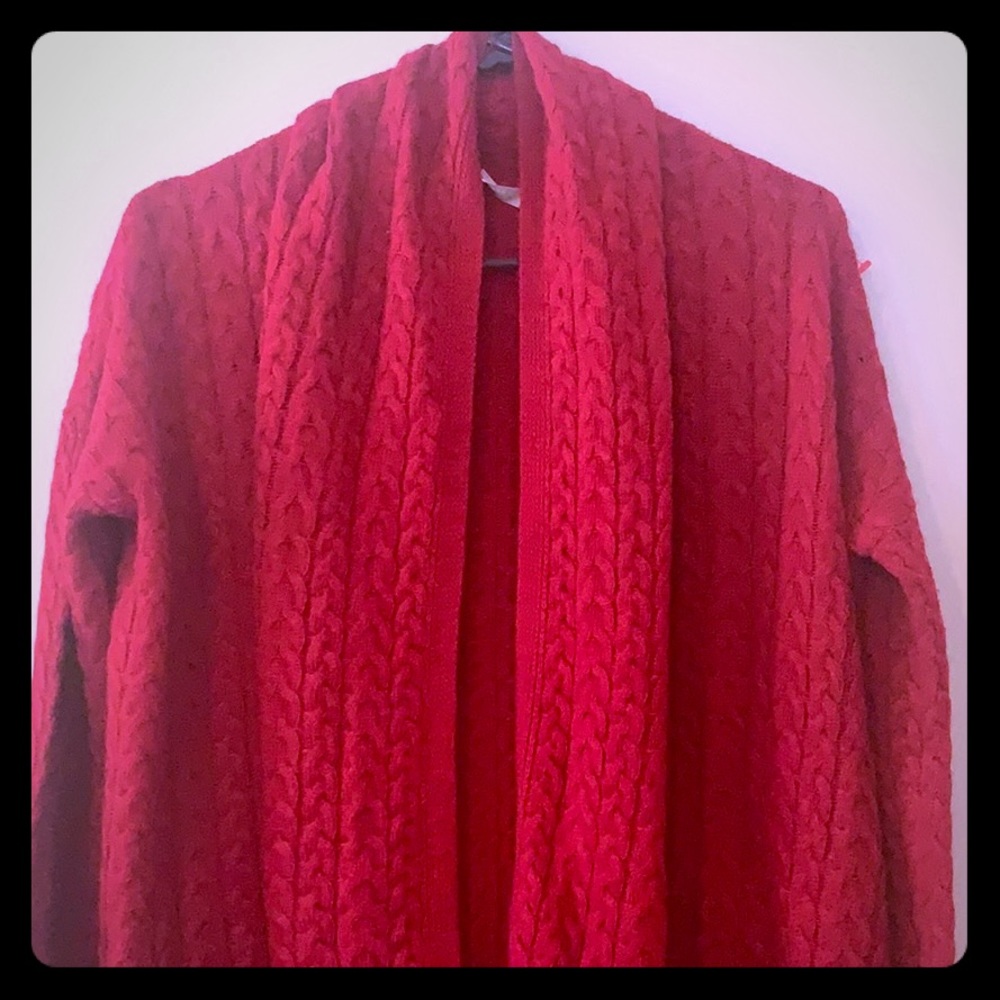 Red cardigan